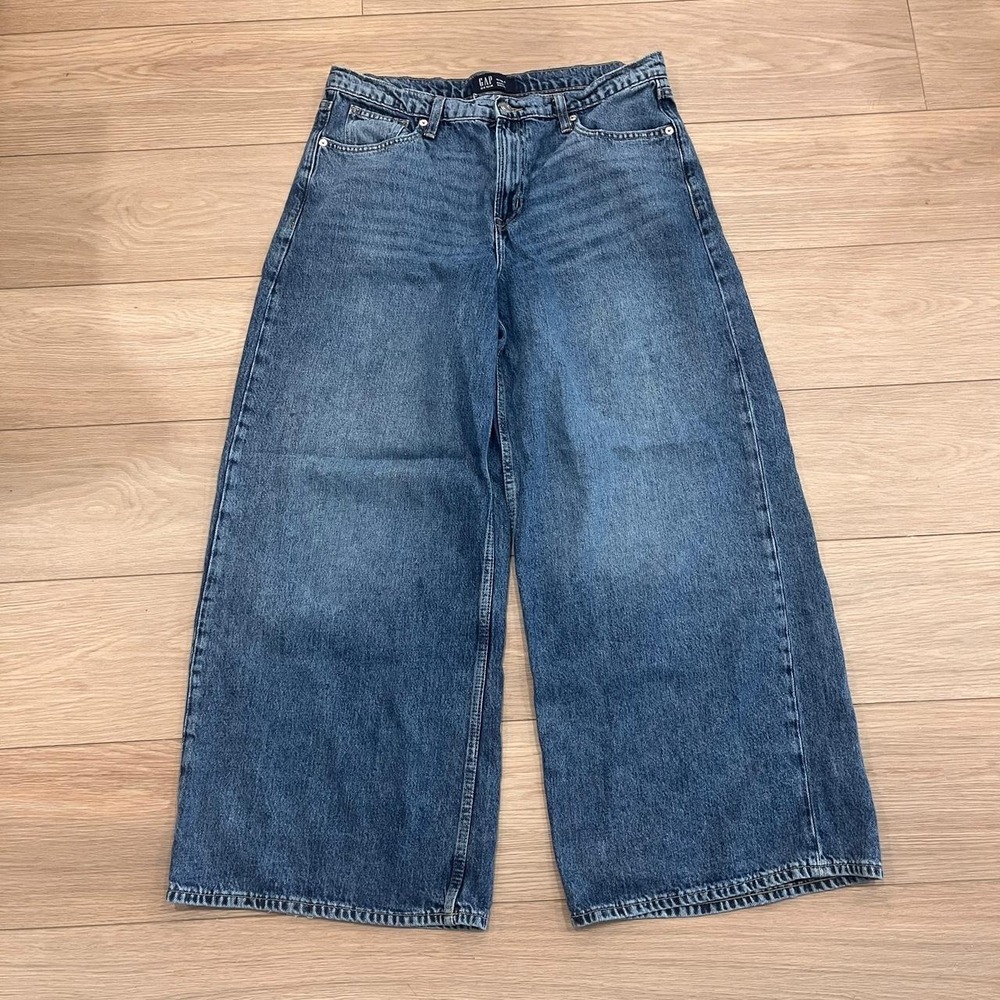 GAP Baggy Balloon‎ Jeans Women 12 Medium Wash Wide Leg Denim Minimalist